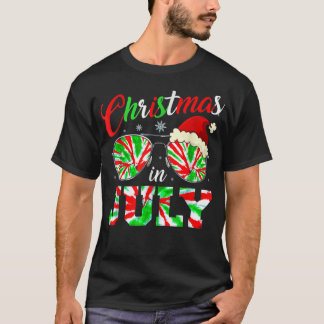 Camiseta Christmas In July Santa Hat Tie Dye Sunglasses Sum