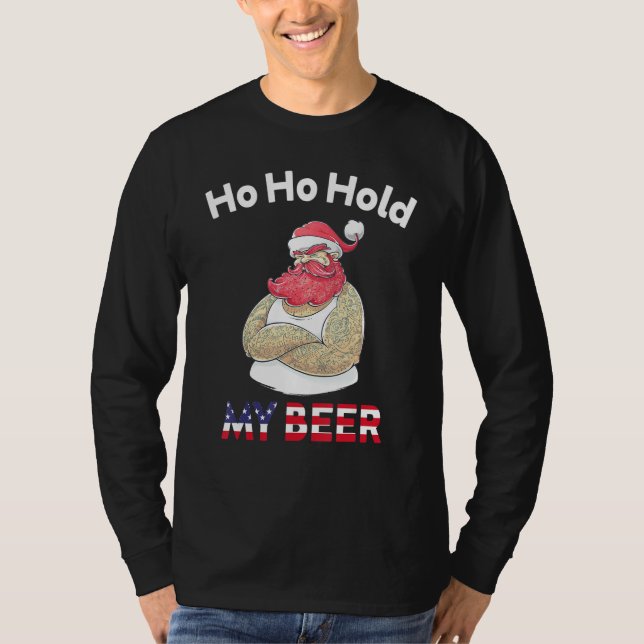 Camiseta Christmas In July Santa Ho Ho Hold My Beer (Frente)