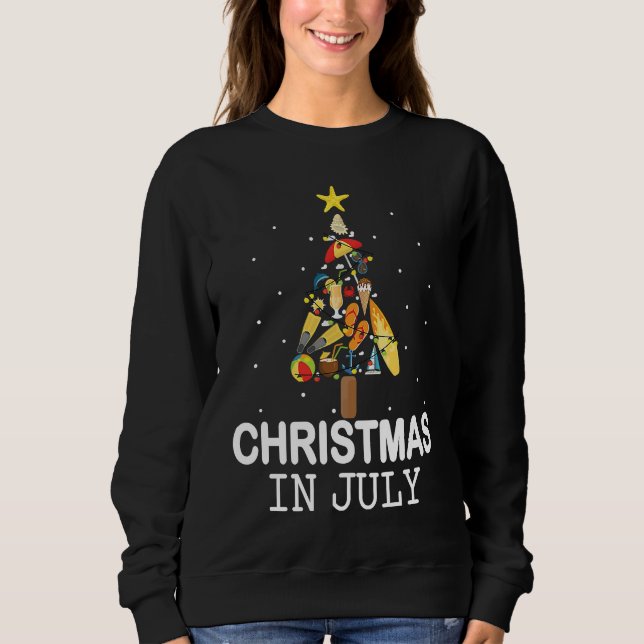 Camiseta Christmas In July Santa Summer Beach Vacation Tree (Frente)