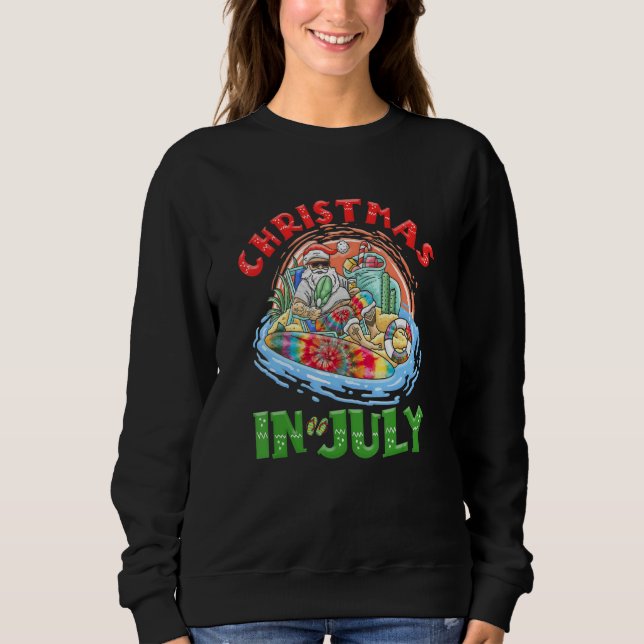 Camiseta Christmas In July Santa Tie Dye Summer Surf Surfin (Frente)