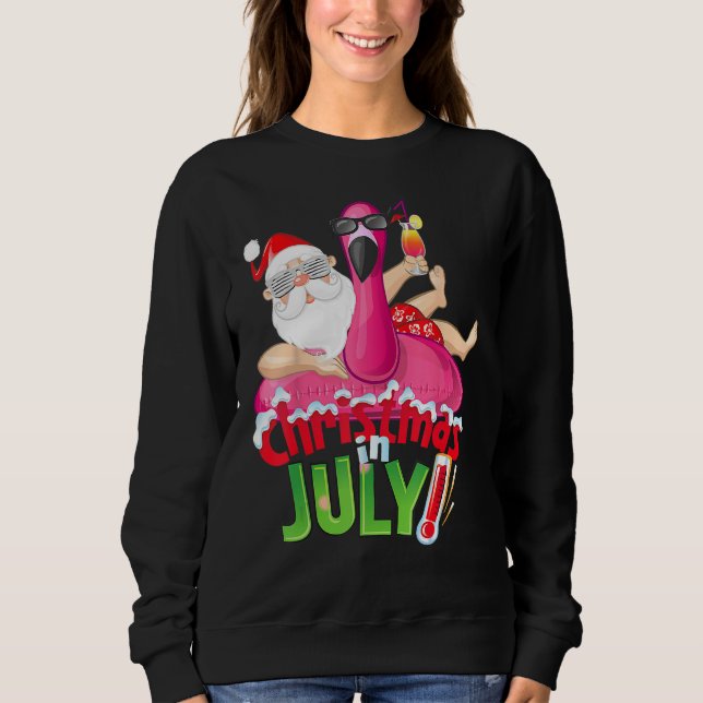 Camiseta Christmas in July  Summer Flamingo Float Xmas 2 (Frente)
