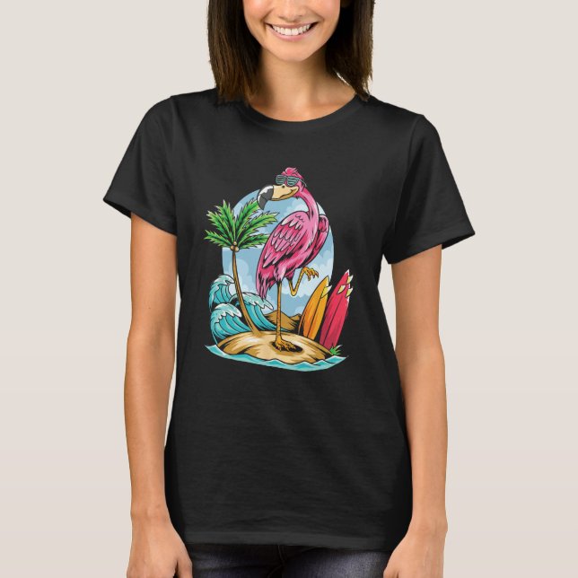 Camiseta Christmas In July  Tropical Flamingo Hawaii Summer (Frente)