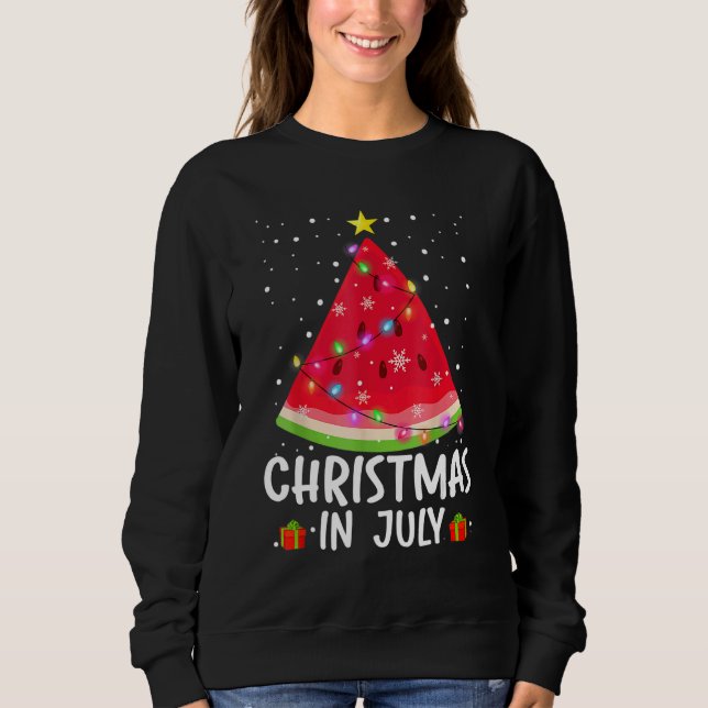 Camiseta Christmas In July Watermelon Santa Summer Tree (Frente)