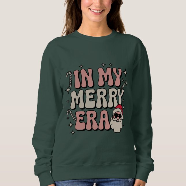 Camiseta Christmas in My Merry Era Cute Groovy Xmas (Frente)