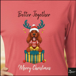Camiseta Christmas Irish Setter Red Reindeer Gift Graphic