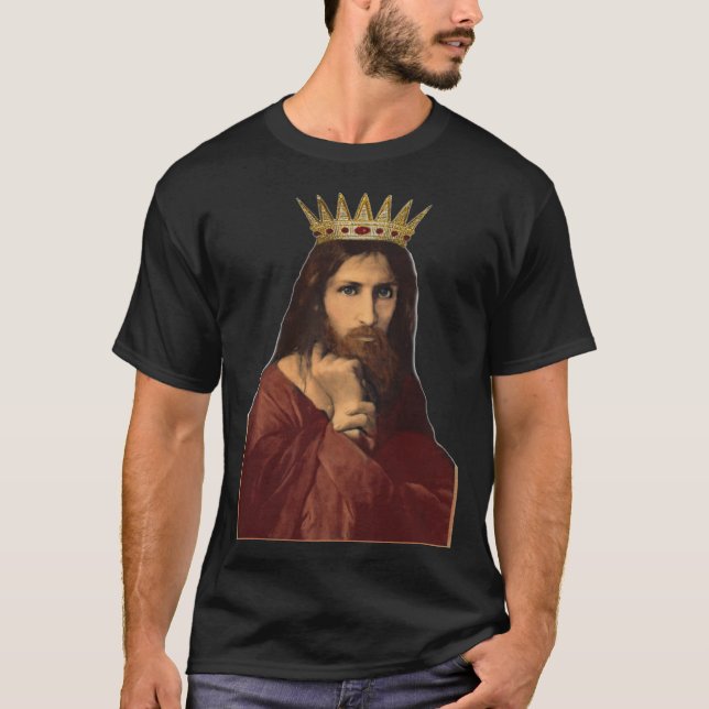 Camiseta Christmas Jesus Christ Crowned King Portrait Women (Frente)