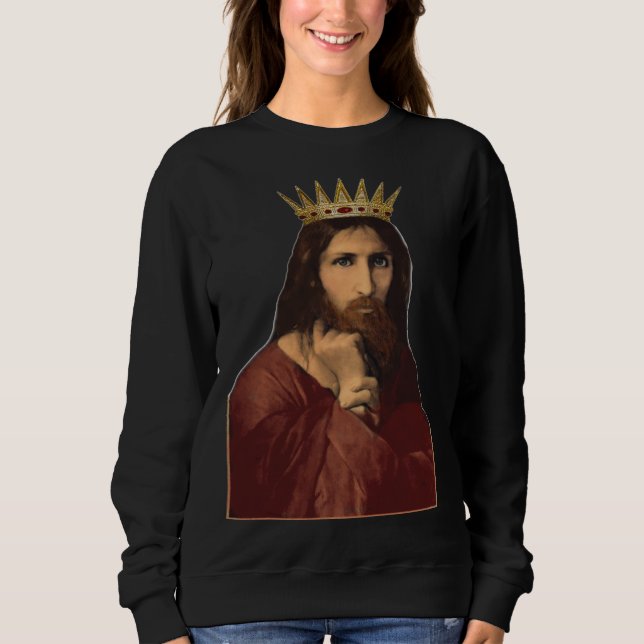 Camiseta Christmas Jesus Christ Crowned King Portrait Women (Frente)