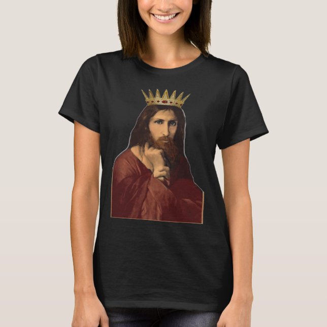Camiseta Christmas Jesus Christ Crowned King Portrait Women (Frente)
