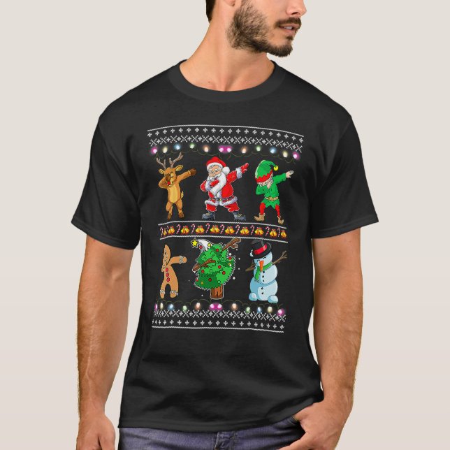 Camiseta Christmas Kids Boys Men Dabbing Santa Elf Deer Fri (Frente)