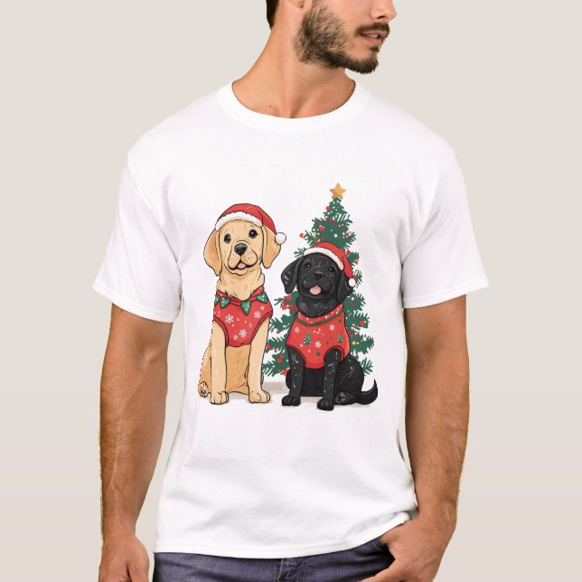 Camiseta Christmas Labrador Retriever Dogs (Frente)