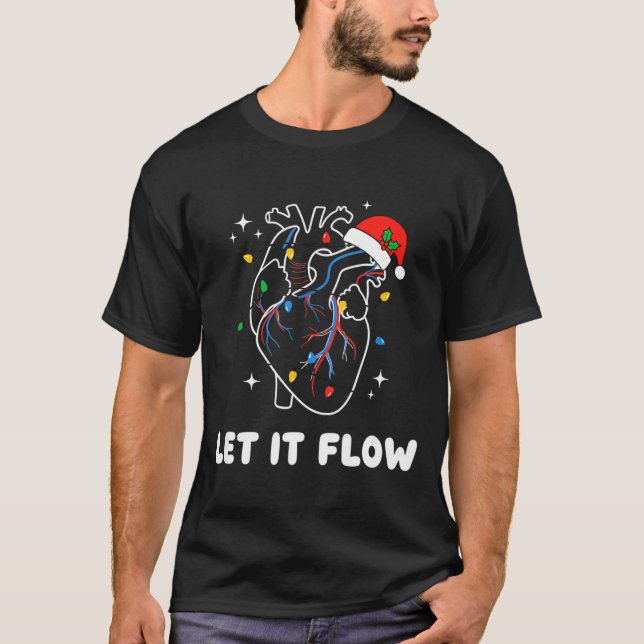 Camiseta Christmas Let It Flow Cardiac Heart Funny Nurse Ho (Frente)
