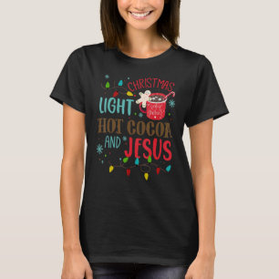 Camiseta Christmas Light Hot Cocoa Jesus Christmas Hot Coff