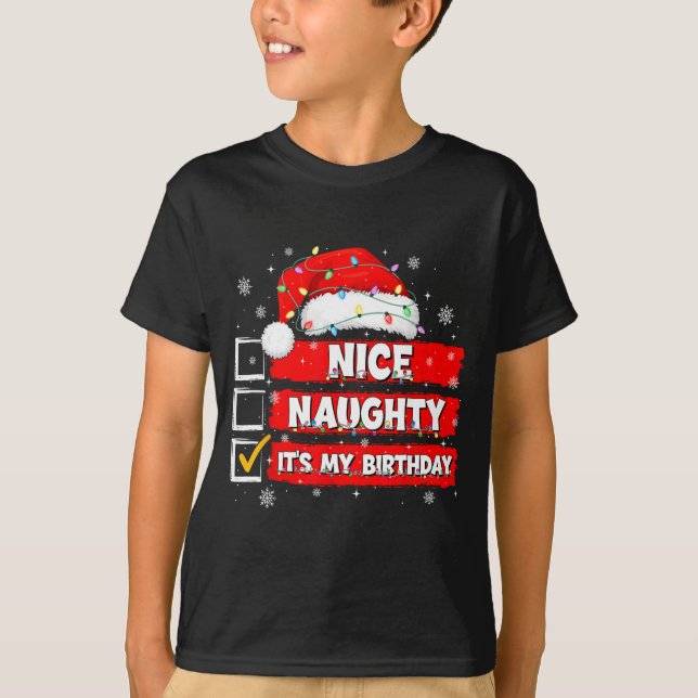Camiseta Christmas List Santa Claus Nice Naughty It's My Bi (Frente)