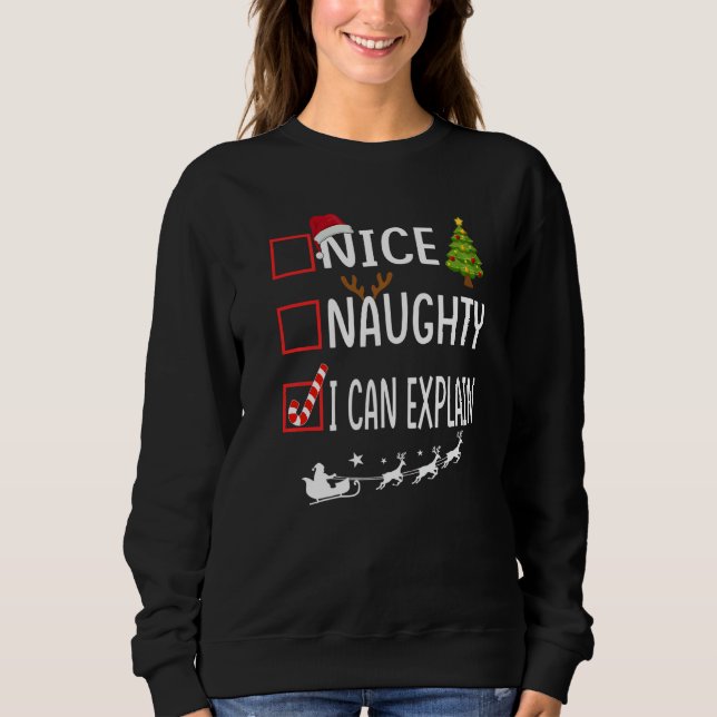 Camiseta Christmas List Xmas Santa  Nice Naughty I Can Expl (Frente)