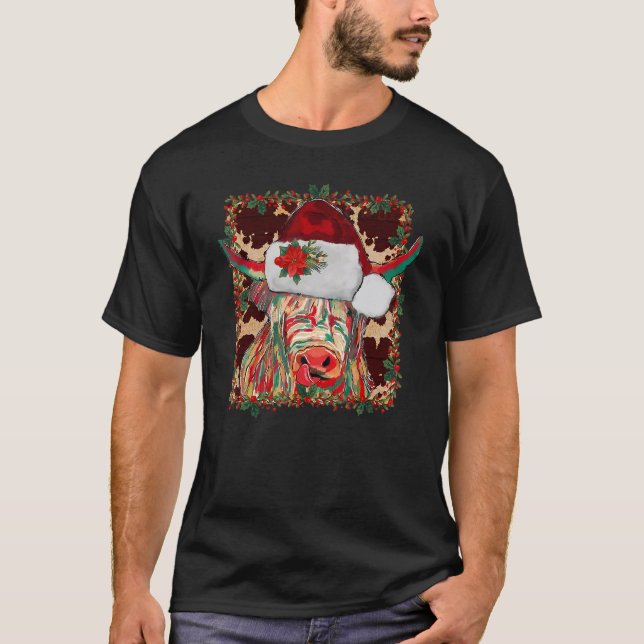 Camiseta Christmas Longhorn Cow Cute  Christmas Western (Frente)