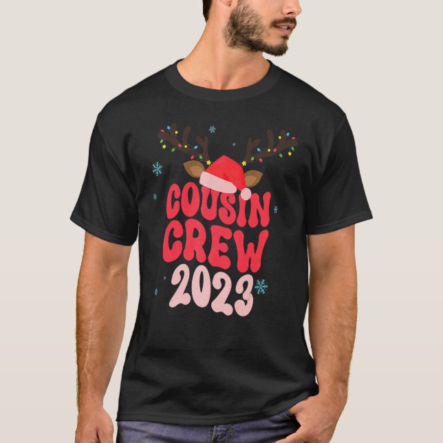 Camiseta Christmas Maching Cousin Crew Riendeer Xmas Lights (Frente)
