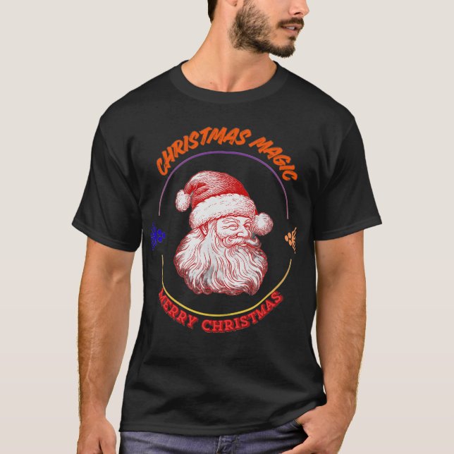 Camiseta Christmas Magic – Vintage Santa Claus Festive Holi (Frente)