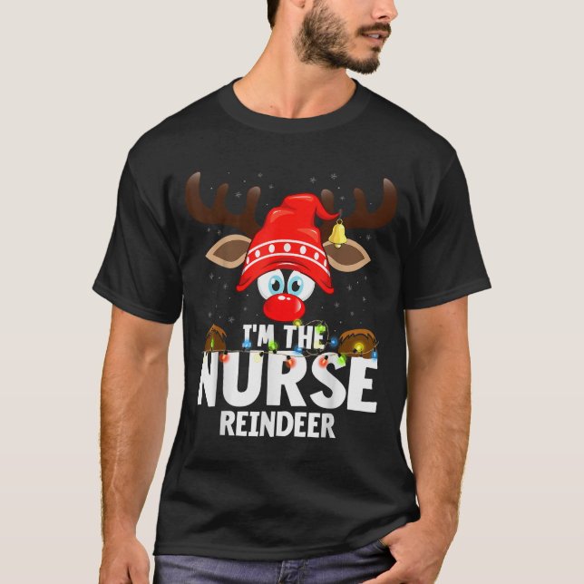 Camiseta Christmas Matching I'm The Nurse Reindeer  (Frente)