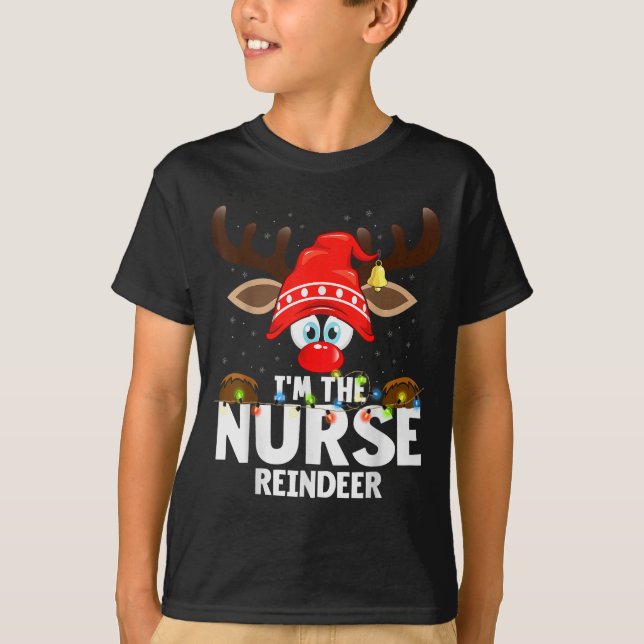 Camiseta Christmas Matching I'm The Nurse Reindeer  (Frente)