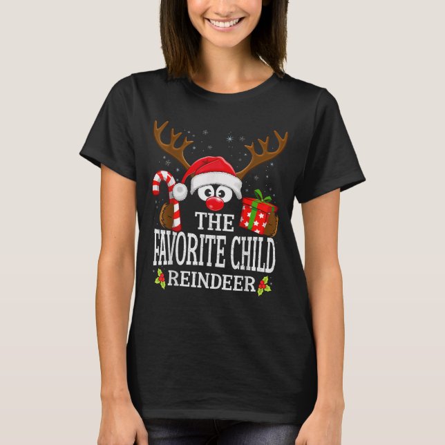 Camiseta Christmas Matching The Favorite Child Reindeer Fam (Frente)