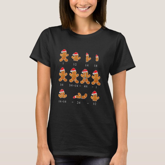 Camiseta Christmas Math Teacher Fraction (Frente)