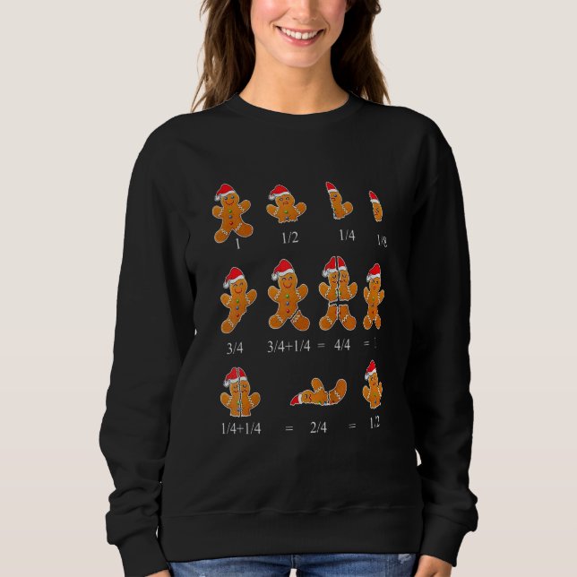 Camiseta Christmas Math Teacher Fraction Gingerbread Cookie (Frente)