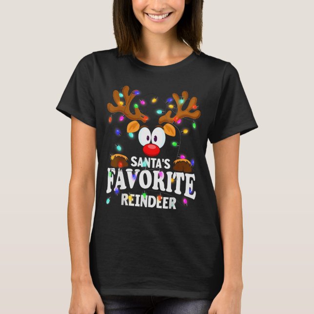 Camiseta Christmas Men Women Santa's Favorite Reindeer  (Frente)