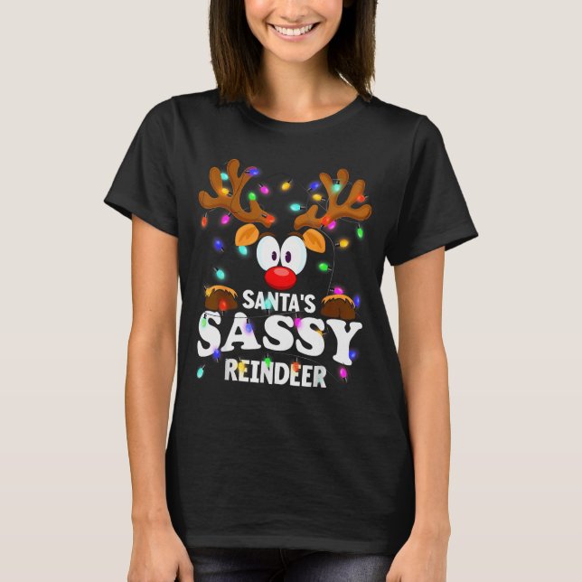 Camiseta Christmas Men Women Santa's Sy Reindeer  (Frente)