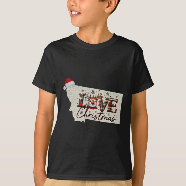 Camiseta Christmas Montana Xmas State Map Montana Christmas (Frente)