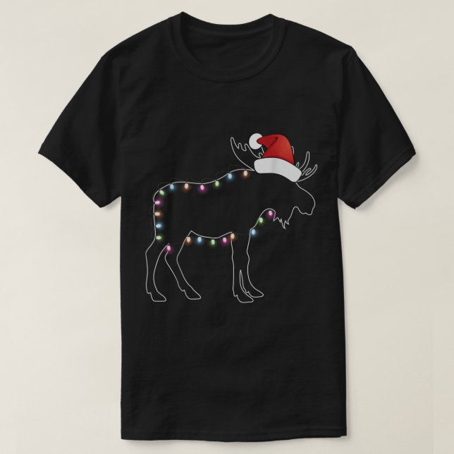 Camiseta Christmas Moose | Festive Holiday Lights Outline (Frente do Design)