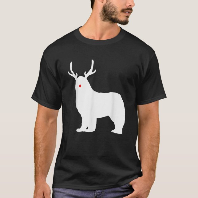 Camiseta Christmas Newfoundland Reindeer Newfie Dog Gift  (Frente)