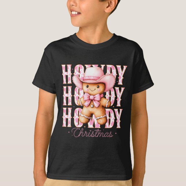 Camiseta Christmas Nk Gingerbread Cowboy Cowgirl Howdy West (Frente)