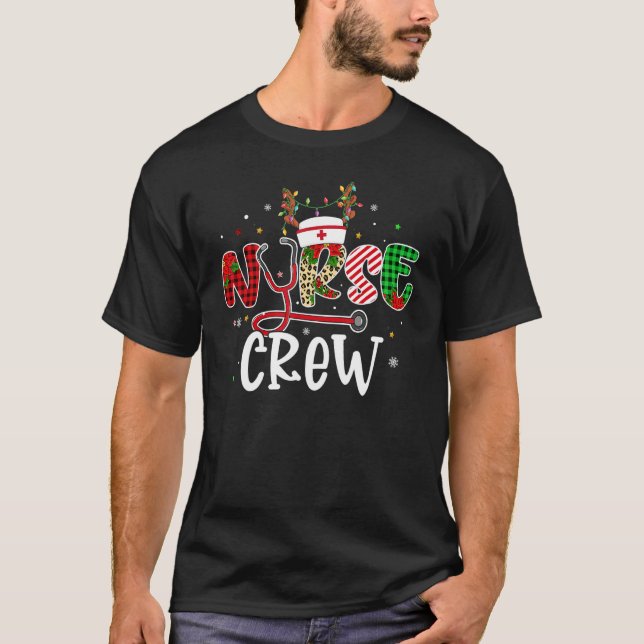 Camiseta Christmas Nurse Crew  Reindeer Nursing Xmas Party  (Frente)