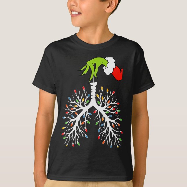 Camiseta Christmas Nurse Lung Xmas Lights Funny Pulmonologi (Frente)
