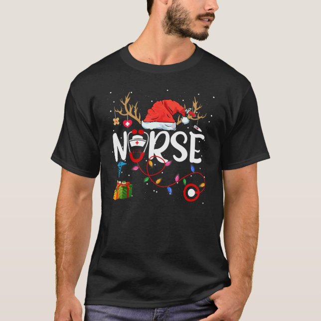 Camiseta Christmas Nurse Reindeer Santa For Women Nursing C (Frente)