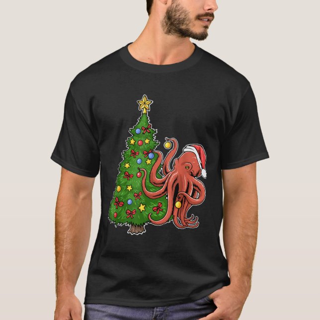 Camiseta Christmas Octopus  (Frente)