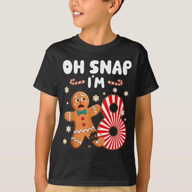 Camiseta Christmas Oh Snap 8 Year Old Gingerbread Man 8th B (Frente)