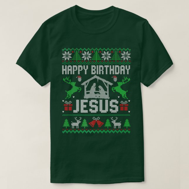 Camiseta Christmas Outfit Happy Birthday Jesus Holiday Ugly (Frente do Design)