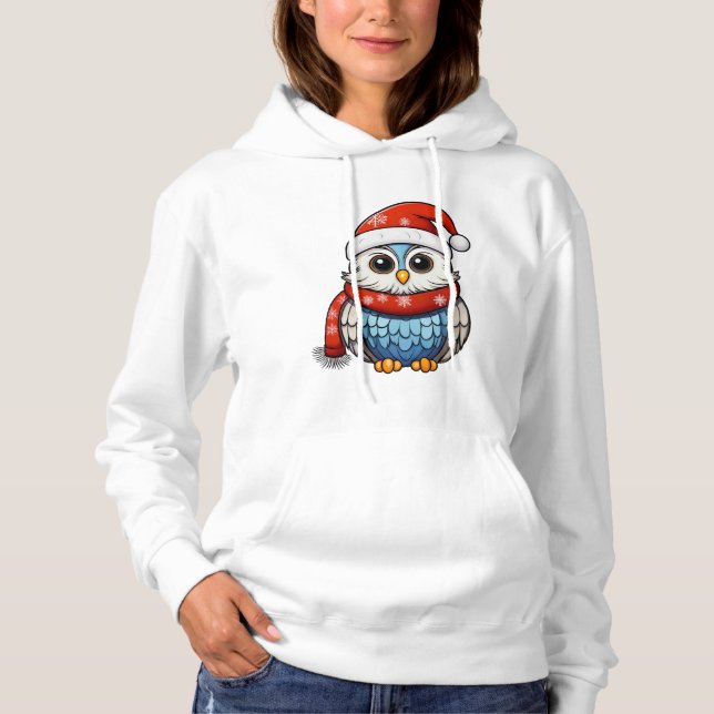Camiseta Christmas Owl – Festive Holiday Hoodie for Adults (Frente)