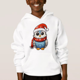 Camiseta Christmas Owl – Festive Hoodie for Kids and Teens
