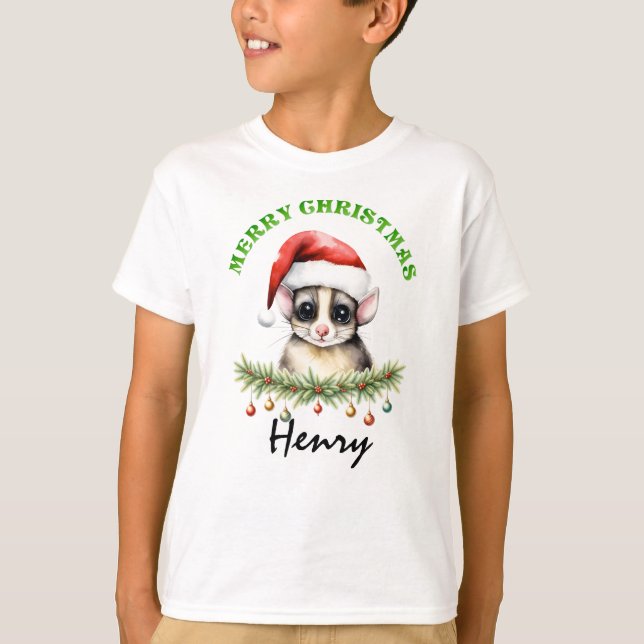 Camiseta Christmas Oz Animals Sugar Glider Fam Matching Boy (Frente)