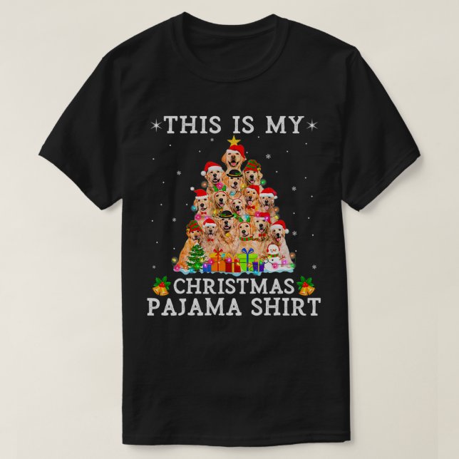 Camiseta Christmas Pajama Golden Retriever Tree Dog Gifts L (Frente do Design)