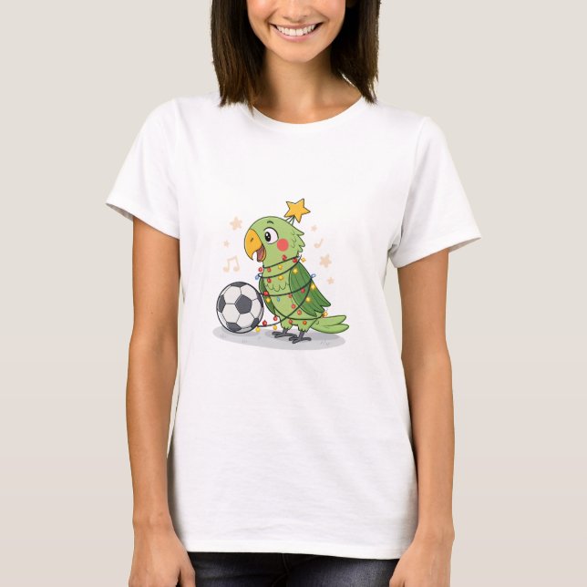 Camiseta Christmas Parrot playing soccer (Frente)