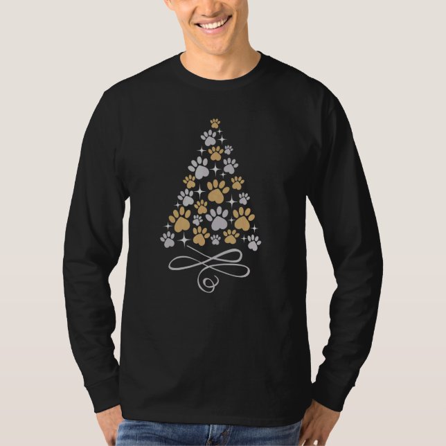 Camiseta Christmas Paw Print Dogs Cat Christmas Tree Dog Ca (Frente)