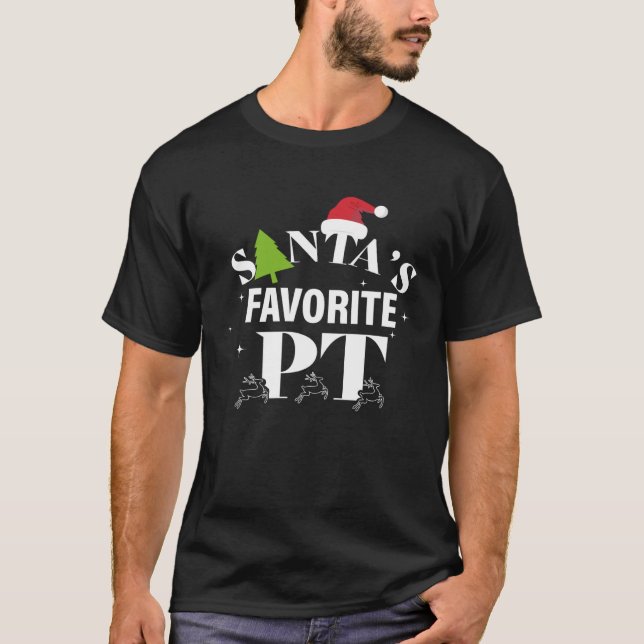 Camiseta Christmas Physical Therapy  Santa s Favorite PT (Frente)