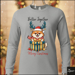 Camiseta Christmas Pomeranian Reindeer Scarf Gift Graphic