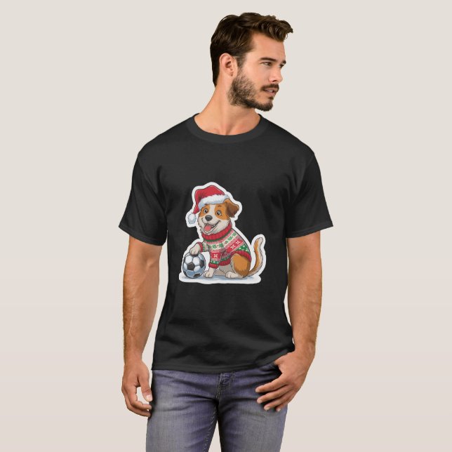 Camiseta Christmas Puppy with Soccer Ball (Frente Completa)