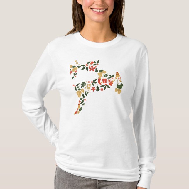 Camiseta Christmas Reindeer Collage – Festive Holida (Frente)