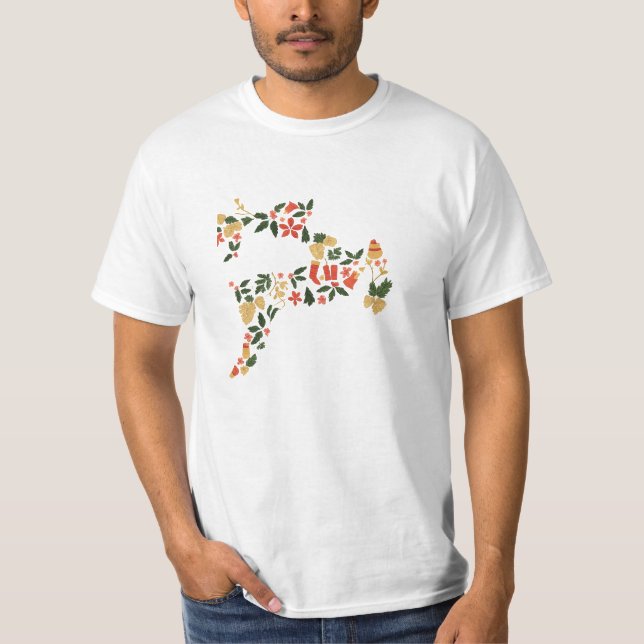 Camiseta Christmas Reindeer Collage – Festive Holida (Frente)