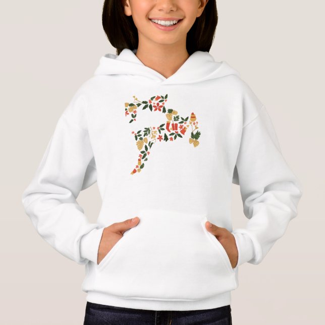Camiseta Christmas Reindeer Collage Hoodie – Festive Holida (Frente)